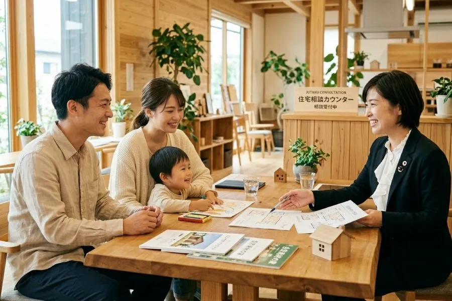 家づくりについて相談するご家族