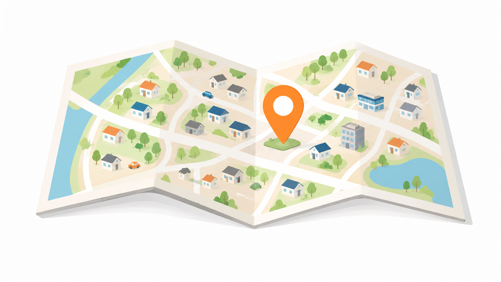 土地を探す地図のイラスト